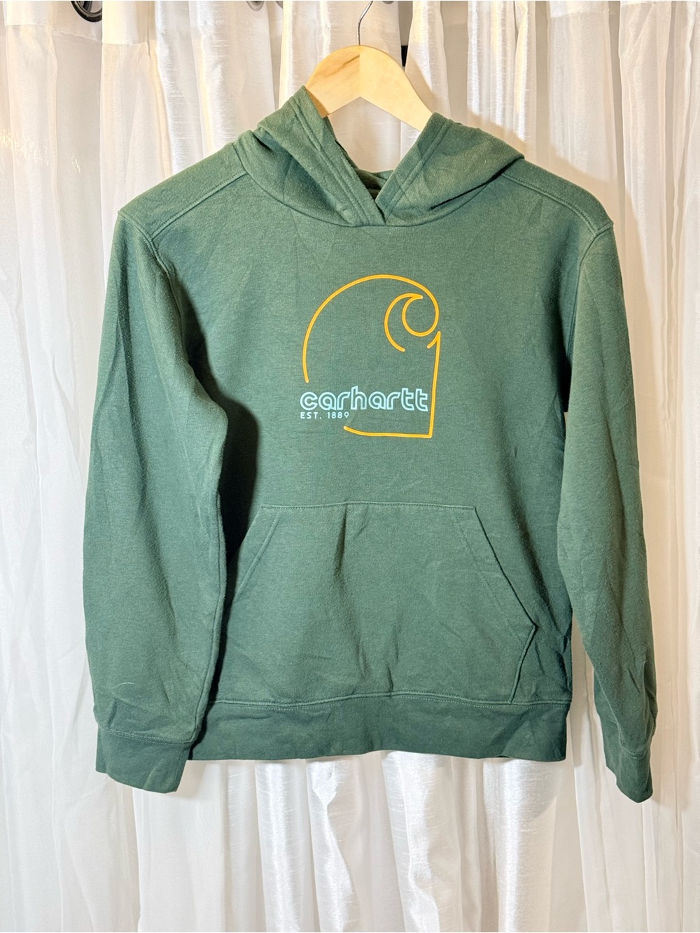 Carhartt Green Hoodie with Yellow Logo
